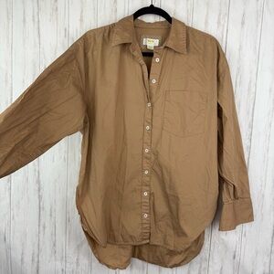 Maeve Anthropologie Tan Button-Up Shirt